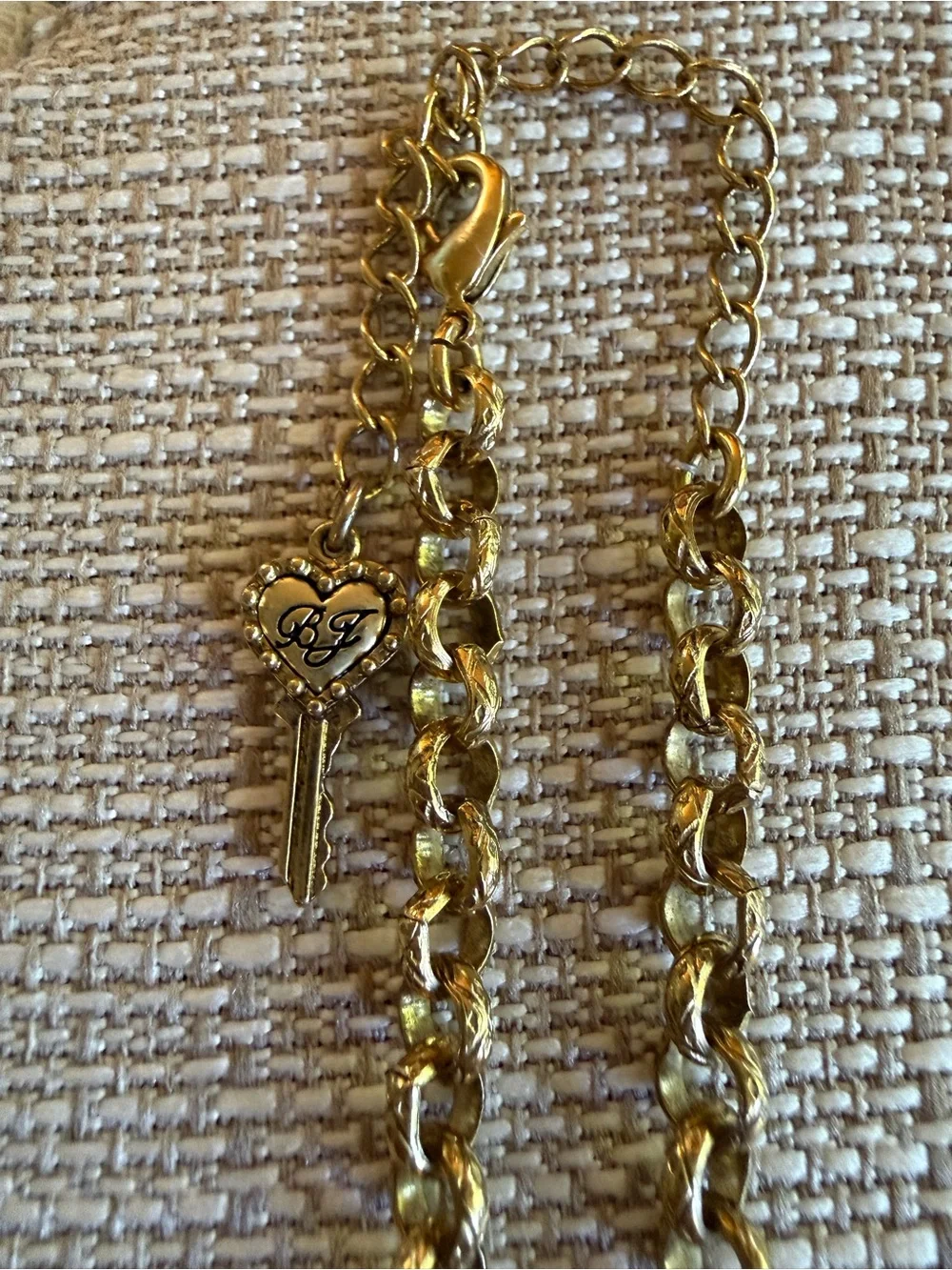 Betsey Johnson Gold-Tone Pearl Bow Necklace with Crystal Heart Pendant - Picture 6 of 8